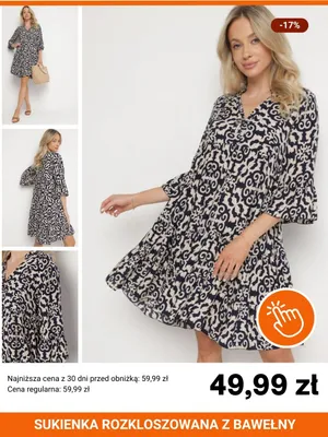 Sukienka rozkloszowana z bawełny Born2be promocja w Born2be