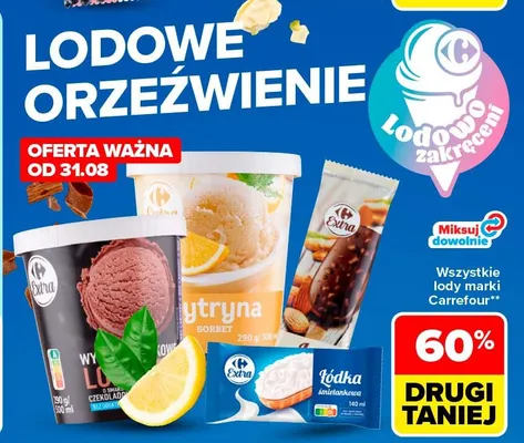 Lody Carrefour Extra Łódka śmietankowa promocja w Carrefour Market