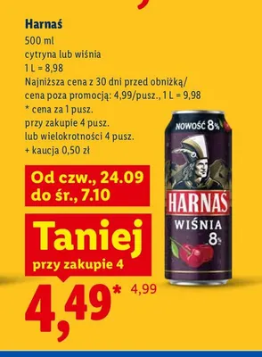 Piwo Harnaś cytryna promocja w Lidl