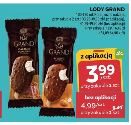 Lody Grand Caramel Popcorn promocja w Stokrotka