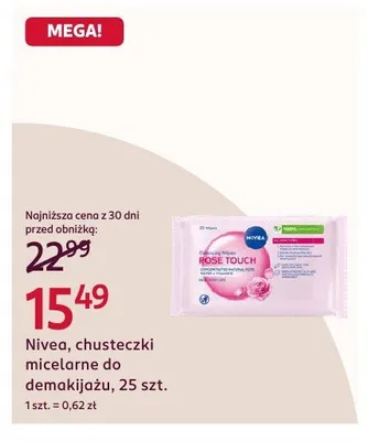 Chusteczki micelarne do demakijażu Nivea promocja w Rossmann
