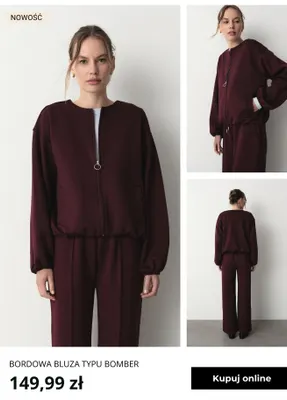 Bordowa bluza typu bomber Greenpoint promocja w Greenpoint