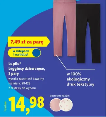 Legginsy dziewczęce, 2 pary promocja w Lidl