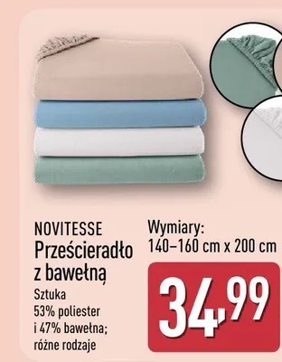 Prześcieradło z bawełną NOVITESSE 140-160 cm x 200 cm promocja w Aldi