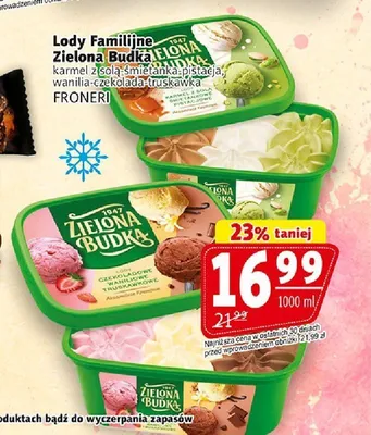 Lody familijne śmietanka-pistacja Zielona Budka promocja w Prim Market