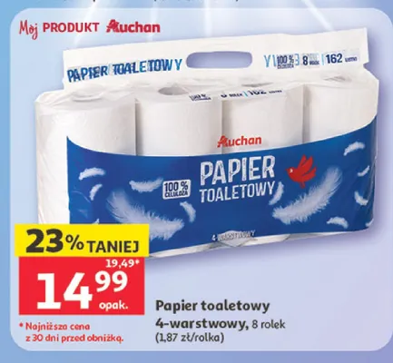 Papier toaletowy 4-warstwowy Auchan promocja w Auchan