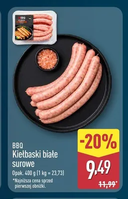 Kiełbaski białe surowe BBQ promocja w Aldi