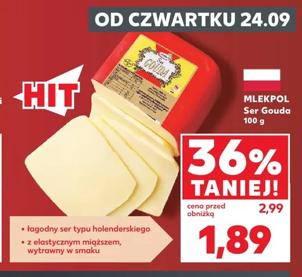 Ser mierzwiony gouda Mlekpol promocja w Kaufland