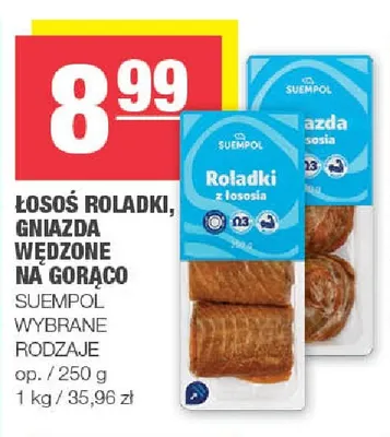Łosoś roladki wędzone na gorąco Suempol promocja w SPAR