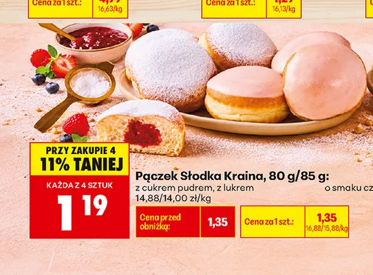 Pączek z cukrem pudrem Słodka Kraina promocja w Biedronka
