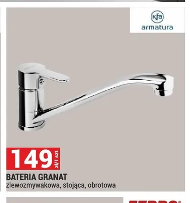 Bateria zlewozmywakowa stojąca obrotowa KFA Armatura Granat promocja w Merkury Market