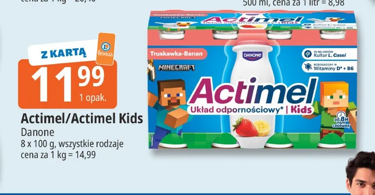 Napój jogurtowy Actimel Danone 8-pak promocja w Leclerc