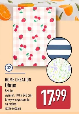 Obrus Home Creation we wzór w truskawki promocja w Aldi