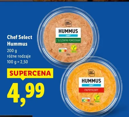 Hummus Chef Select różne rodzaje promocja w Lidl