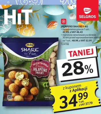 Jalapeno snacks Aviko 1 kg promocja w Selgros