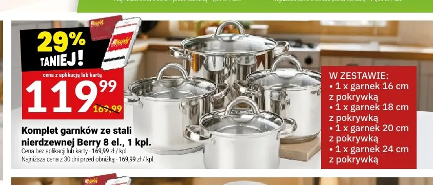 Komplet garnków ze stali nierdzewnej Berry promocja w Twój Market