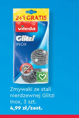 Zmywaki ze stali nierdzewnej Glitzi Inox Vileda 3-pak promocja w Biedronka