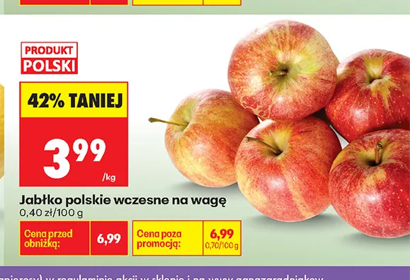 Jabłka polskie wczesne na wagę promocja w Biedronka