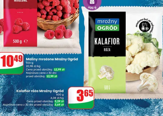 Maliny mrożone promocja w Dino