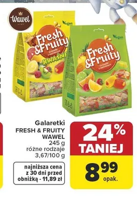 Galaretki Fresh & Fruity kwaśne Wawel promocja w Carrefour