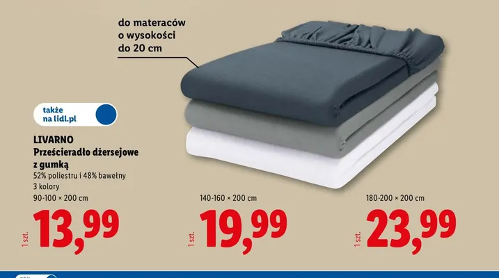 Prześcieradło dżersejowe z gumką 90-100x200 cm Livarno promocja w Lidl