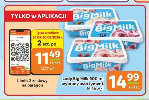 Lody Big Milk promocja w Gama