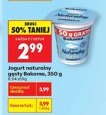 Jogurt naturalny gęsty promocja w Biedronka