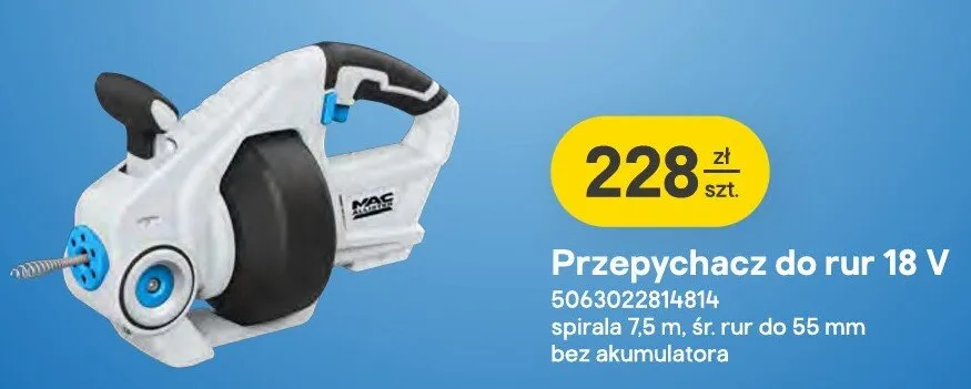 Przepychacz do rur 18V Mac Allister promocja w Castorama