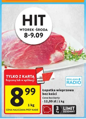 Łopatka wieprzowa bez kości promocja w Intermarche