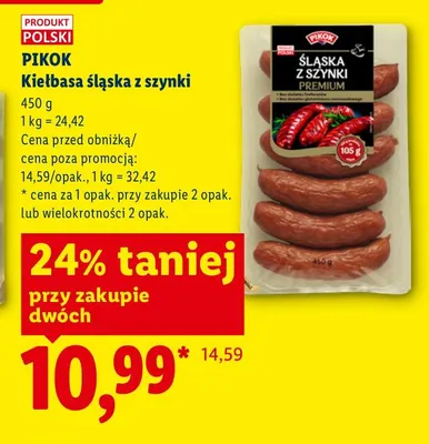 Kiełbasa śląska z szynki Pikok promocja w Lidl