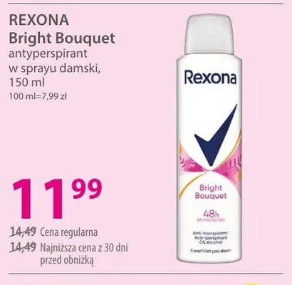 Antyperspirant w sprayu damski REXONA Bright Bouquet promocja w Hebe
