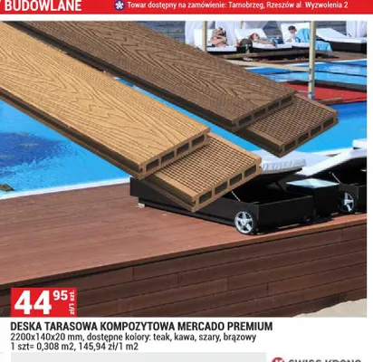 Deska tarasowa kompozytowa Mercado Premium 2200x140x20 mm promocja w Merkury Market