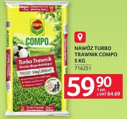 Nawóz turbo trawnik Compo 5 kg promocja w Selgros
