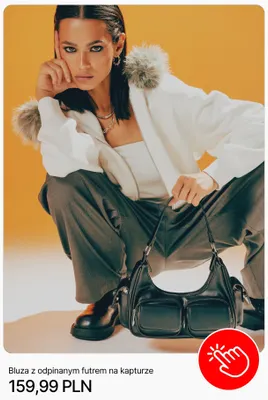 Bluza z odpinanym futrem na kapturze Cropp promocja w Cropp