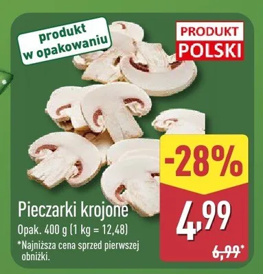 Pieczarki krojone promocja w Aldi