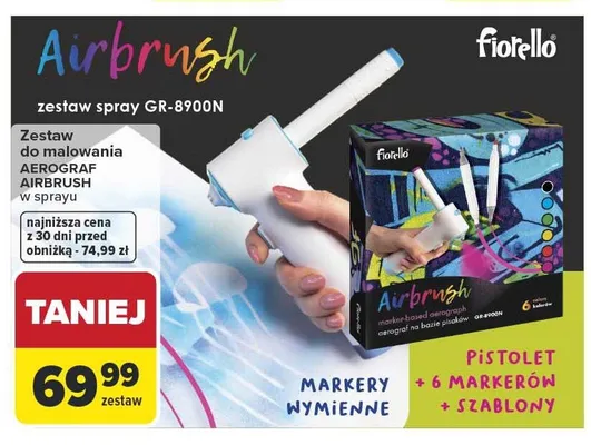 Zestaw do malowania aerograf Airbrush w sprayu Fiorello promocja w Carrefour