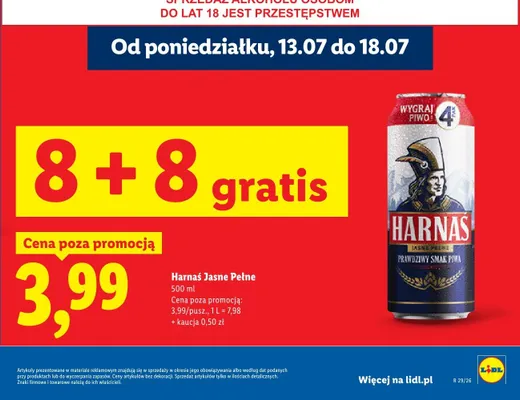 Piwo Harnaś Jasne Pełne promocja w Lidl