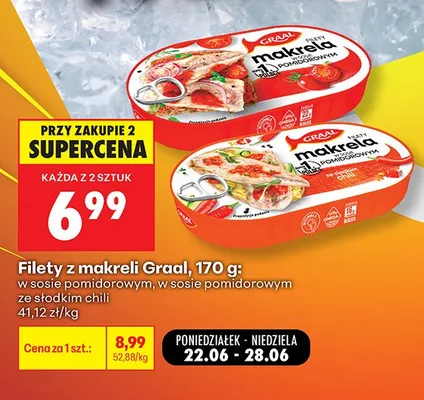 Filety z makreli w sosie pomidorowym Graal promocja w Biedronka