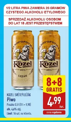 Piwo Kozel Světlý Ležák promocja w Aldi