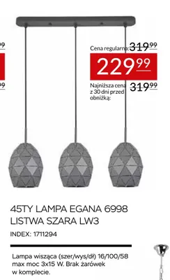 45TY Lampa Egana 6998 listwa szara LW3 promocja w Abra Meble