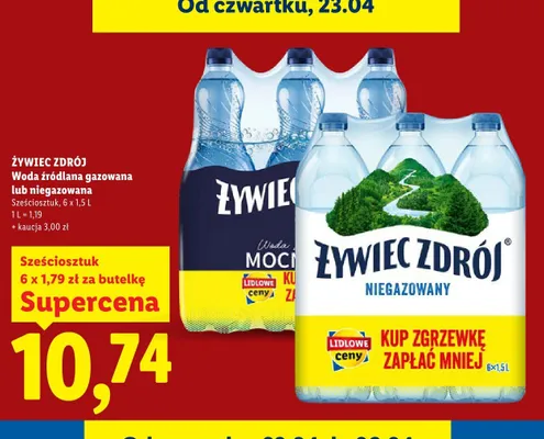 Woda źródlana niegazowana Żywiec Zdrój promocja w Lidl