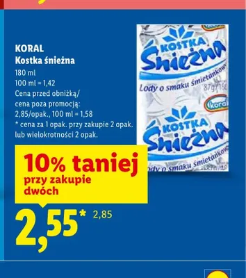 Lody Kostka śnieżna Koral promocja w Lidl