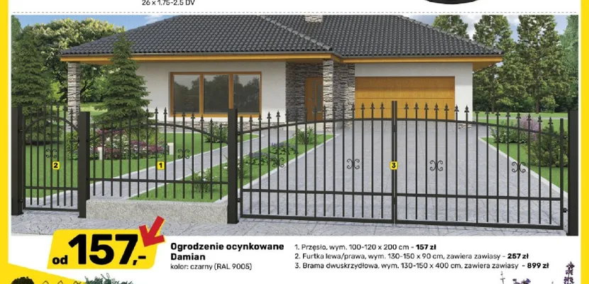 Brama dwuskrzydłowa ocynkowana Damian promocja w Bricomarche