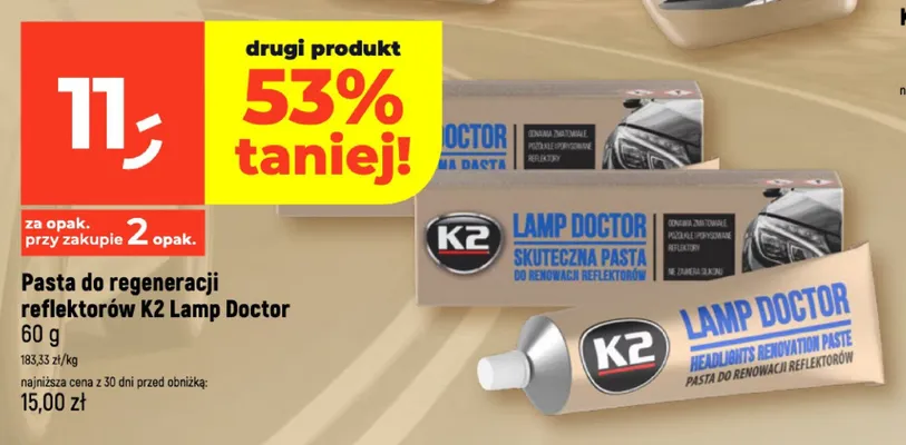 Pasta do regeneracji reflektorów K2 Lamp Doctor promocja w Dealz
