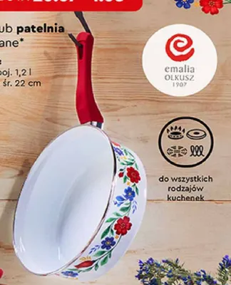 Patelnia emaliowana Emalia Olkusz 22 cm promocja w Biedronka