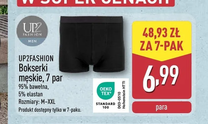 Bokserki męskie UP2FASHION 7-pak promocja w Aldi