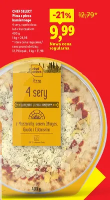 Pizza z pieca kamiennego 4 sery Chef Select promocja w Lidl