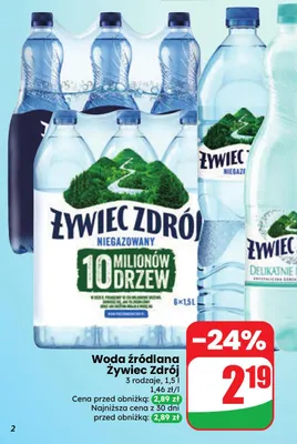 Woda źródlana niegazowana Żywiec Zdrój promocja w Dino