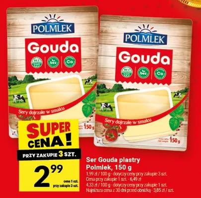 Ser Gouda plastry Polmlek promocja w Twój Market