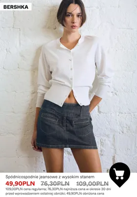 Spódnicospodnie jeansowe z wysokim stanem Bershka promocja w Bershka